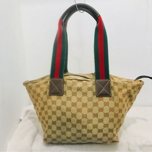 Gucci canvas tote web handle - Picture 2 of 12
